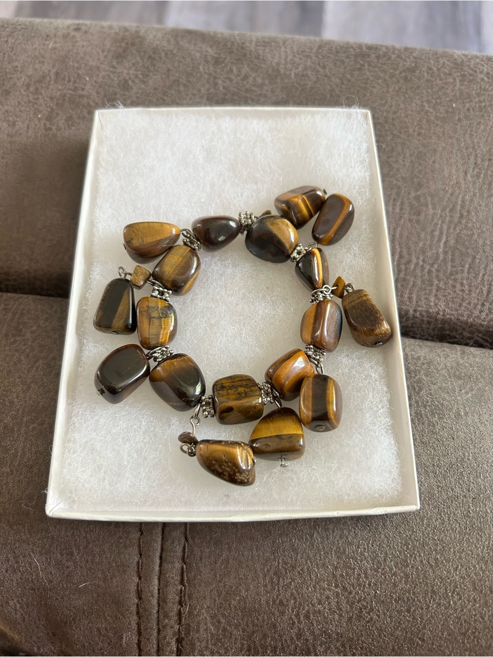 4/$50 Tiger Eye Beaded Stretch Bracelet - Brown Gemstone